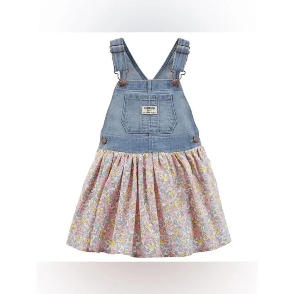 OshKosh B’gosh denim floral overall dress girls baby 12 months